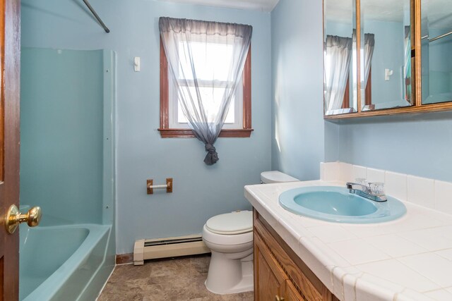 62 Windsor Rd, Sandwich, MA 02563 - full bathroom featuring baseboard heating, shower / tub combination, vanity, and toilet