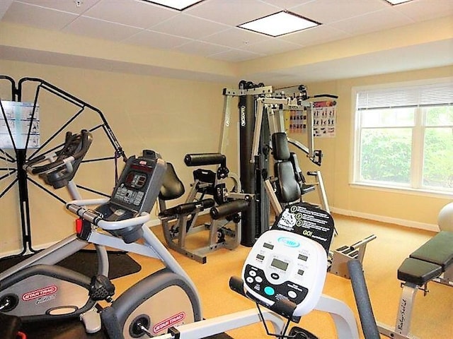 110 Dillingham Ave Unit 215U, Falmouth, MA 02540 - workout area with baseboards and a drop ceiling