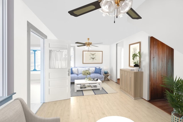 5 Spurr Rd, Pocasset, MA 02559 - living area with a ceiling fan and wood finished floors