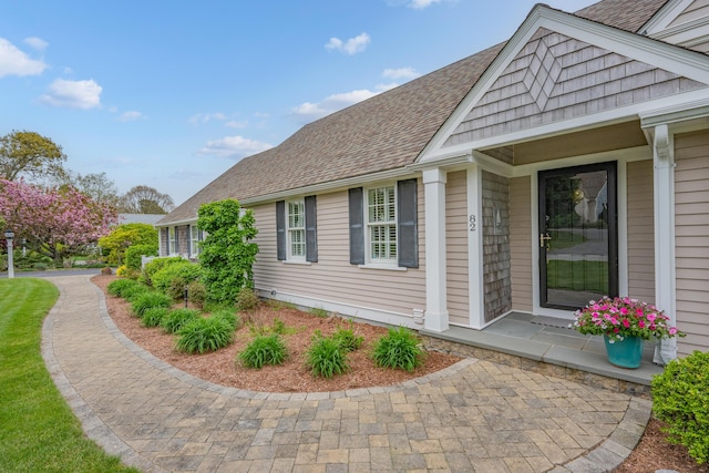 view of home's exterior featuring a shingled roof