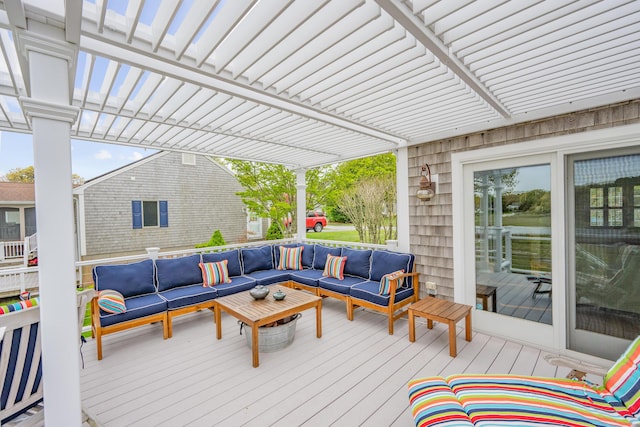 deck featuring outdoor lounge area