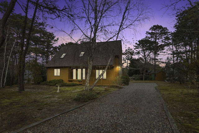 35 Pine Field Rd, Wellfleet, MA 02667 - view of front of property with driveway and a shingled roof