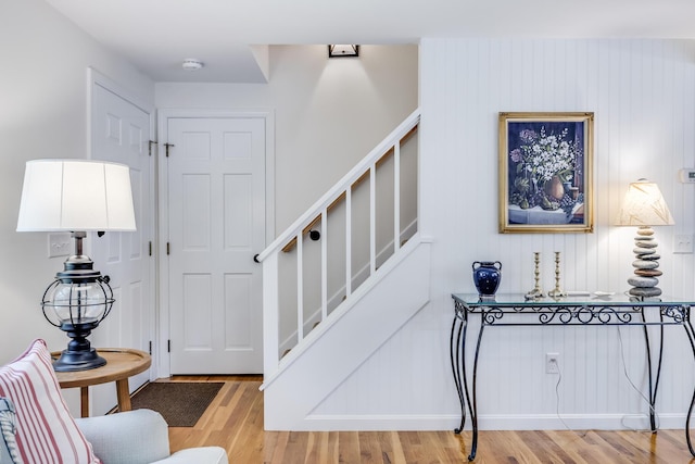 20 Hoyt Rd, Eastham, MA 02642 - foyer with stairs and light wood-type flooring