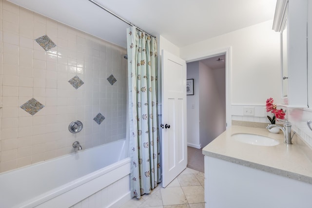 20 Hoyt Rd, Eastham, MA 02642 - full bath with shower / bathtub combination with curtain, vanity, and tile patterned floors