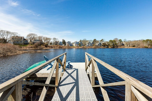 view of dock featuring a water view