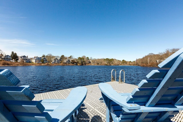 dock area featuring a water view