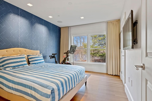 bedroom featuring light wood-type flooring