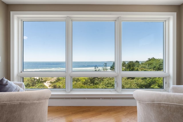142 Greely Ave, Centerville, MA 02632 - sitting room featuring a water view and wood finished floors