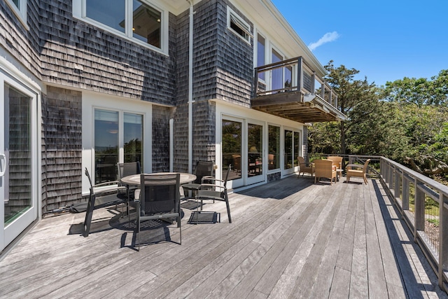 142 Greely Ave, Centerville, MA 02632 - wooden deck with outdoor dining area