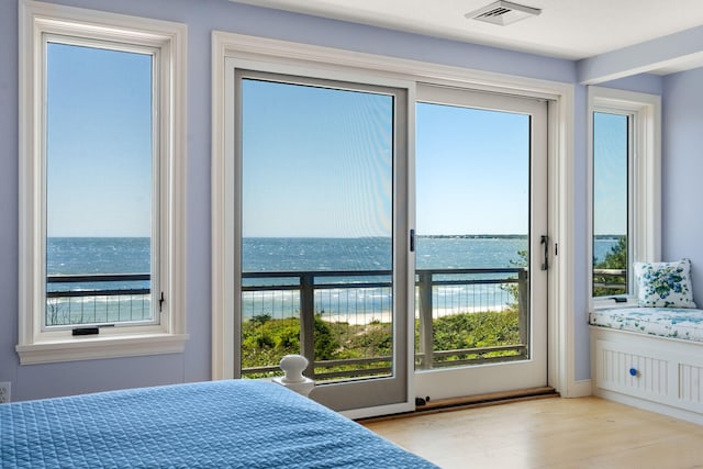 142 Greely Ave, Centerville, MA 02632 - bedroom featuring a water view and wood finished floors