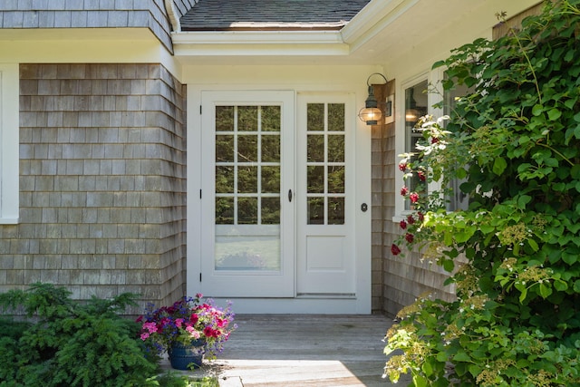 142 Greely Ave, Centerville, MA 02632 - entrance to property featuring roof with shingles and french doors