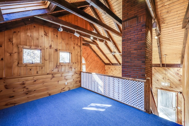 43 Seabreeze Dr, Bourne, MA 02532 - additional living space featuring wood walls, carpet, and wood ceiling
