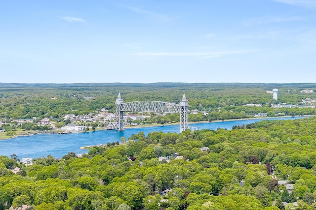 43 Seabreeze Dr, Bourne, MA 02532 - drone / aerial view of a forest, a nearby body of water, and a notable bridge