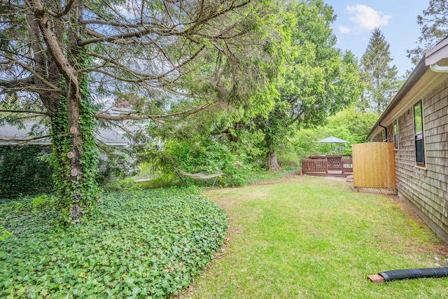 290 Riverview Ln, Centerville, MA 02632 - view of grassy yard featuring a deck