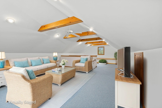 62-64 Old Fish House, South Dennis, MA 02660 - living room featuring light carpet and a ceiling fan