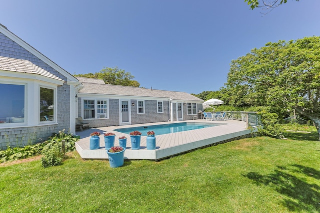 25 Wikis Way, Chatham, MA 02633 - view of pool with a wooden deck and a lawn