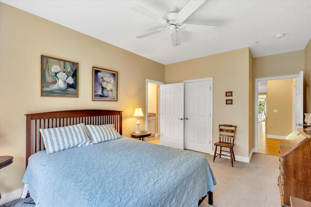 17 Chadwick Ct, Mashpee, MA 02649 - bedroom featuring light carpet, baseboards, ceiling fan, and a closet