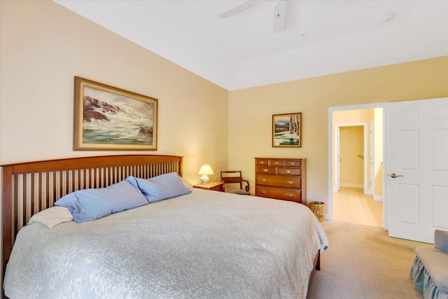 17 Chadwick Ct, Mashpee, MA 02649 - bedroom with lofted ceiling, light colored carpet, light tile patterned floors, and ceiling fan