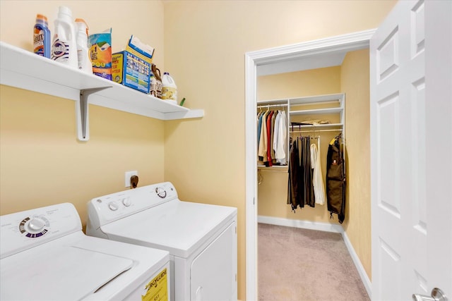 17 Chadwick Ct, Mashpee, MA 02649 - washroom with light colored carpet, washing machine and dryer, and baseboards
