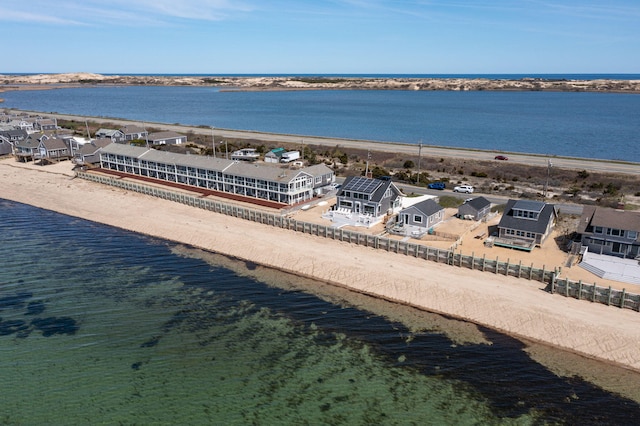 494 Shore Rd, North Truro, MA 02652 - drone / aerial view featuring a water view and a view of the beach