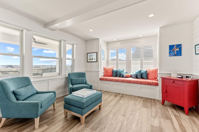 494 Shore Rd, North Truro, MA 02652 - sitting room featuring a wealth of natural light, a decorative wall, wainscoting, and light wood-type flooring