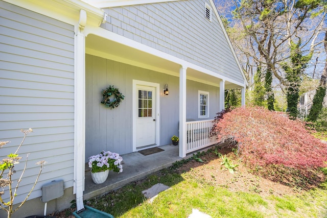 entrance to property with a porch