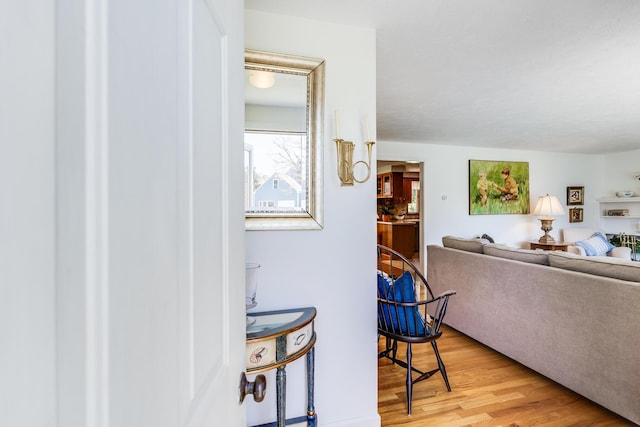 living room featuring light wood-style flooring