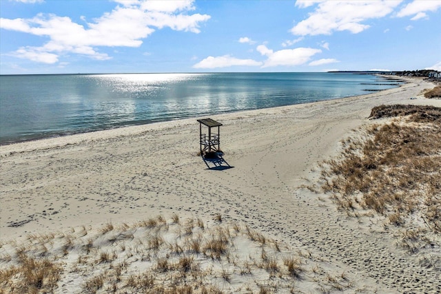 property view of water with a beach view