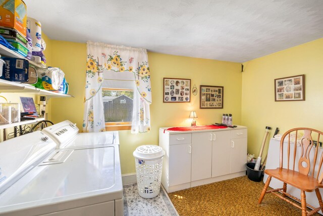 19 Anthony Rd, West Yarmouth, MA 02673 - washroom with washer and clothes dryer, cabinet space, and baseboards