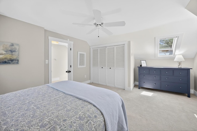 44 Squirrel, Eastham, MA 02642 - bedroom with light colored carpet, a closet, and ceiling fan