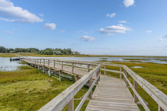 view of dock featuring a water view