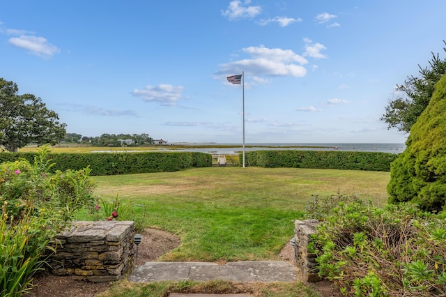 view of yard featuring a water view