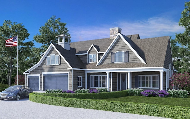 view of front of home with a garage and a front lawn