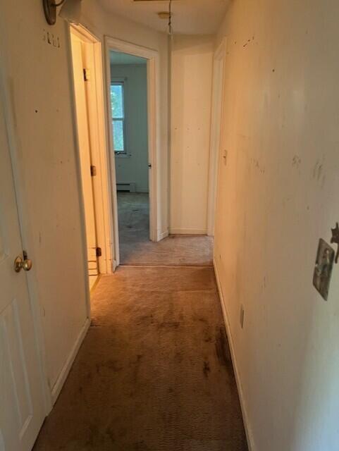 60 Baxter Ave, West Yarmouth, MA 02673 - hallway featuring carpet flooring and baseboard heating
