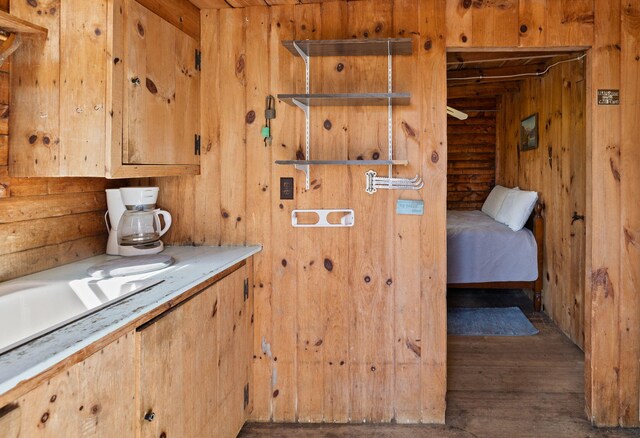 23 Pine Ridge Rd, Buzzards Bay, MA 02532 - interior space featuring wooden walls, wood finished floors, and a sink