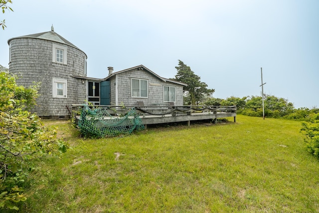108 Bay View Ave, Edgartown, MA 02539 - back of property featuring a deck and a lawn