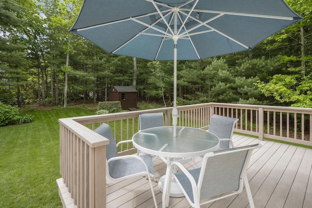 29 Braeburn Ct, Hatchville, MA 02536 - wooden terrace with outdoor dining space and a lawn