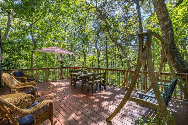 50 Piper Ln, Eastham, MA 02642 - wooden deck featuring outdoor dining space