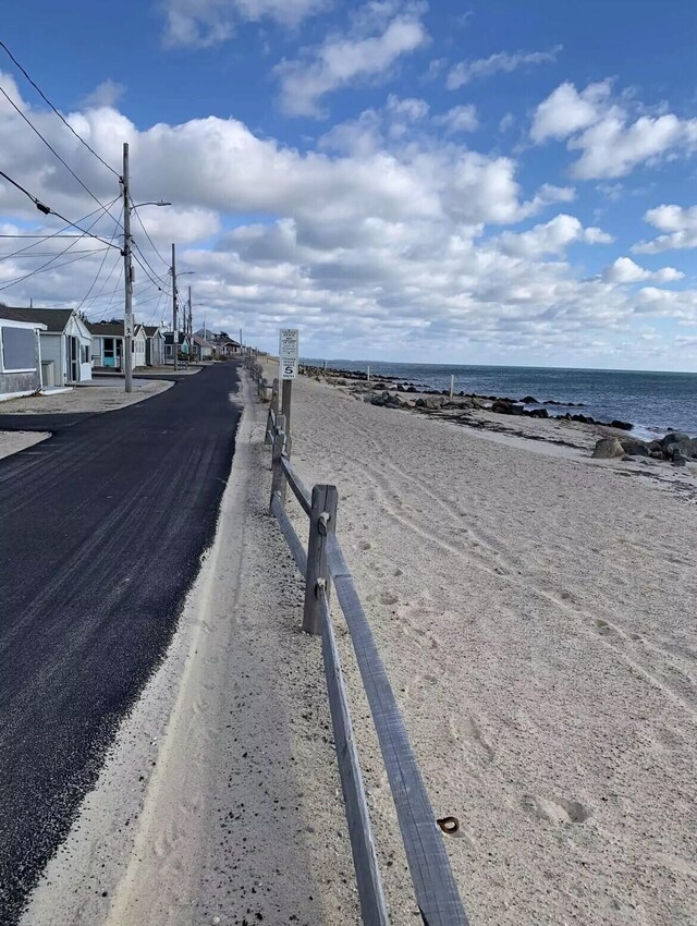 view of road with a water view