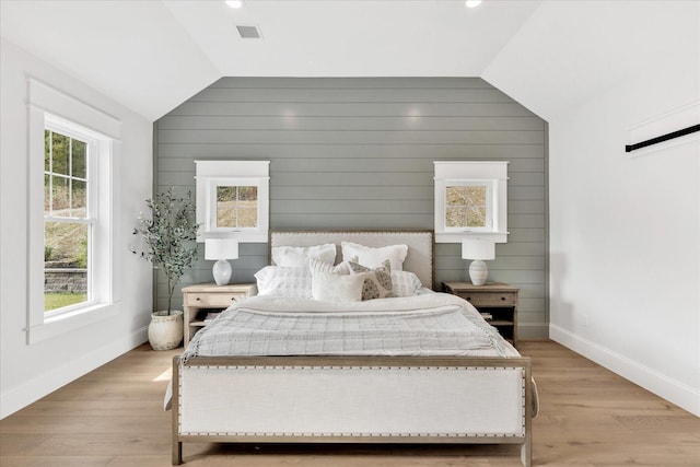22 Country Club Ln, Mashpee, MA 02649 - bedroom with baseboards, vaulted ceiling, visible vents, and multiple windows