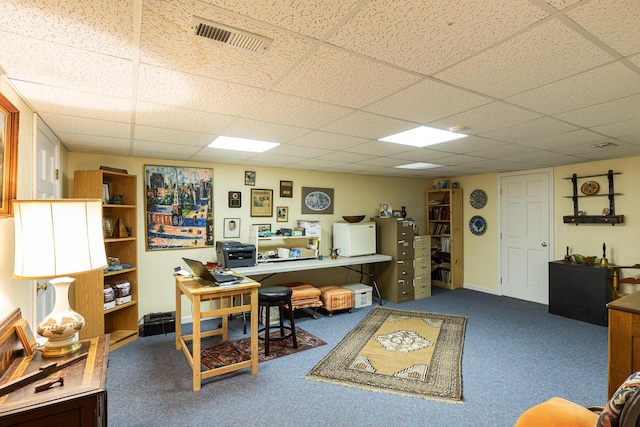 4 Bishops Park, Mashpee, MA 02649 - office area featuring a paneled ceiling, visible vents, and carpet