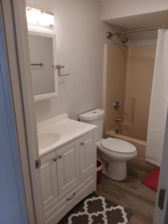 2 Englewood Dr Unit B-6, Harwich, MA 02645 - full bathroom with wood finished floors, vanity, shower / bath combination with curtain, and toilet