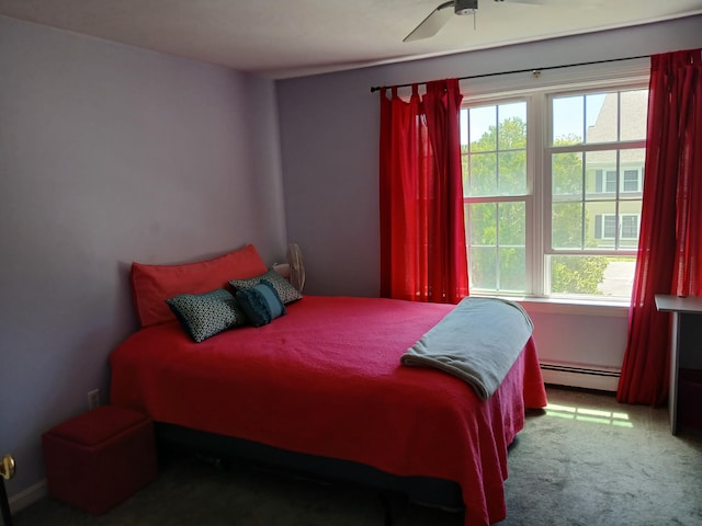 2 Englewood Dr Unit B-6, Harwich, MA 02645 - bedroom with a baseboard radiator, multiple windows, carpet floors, and a ceiling fan