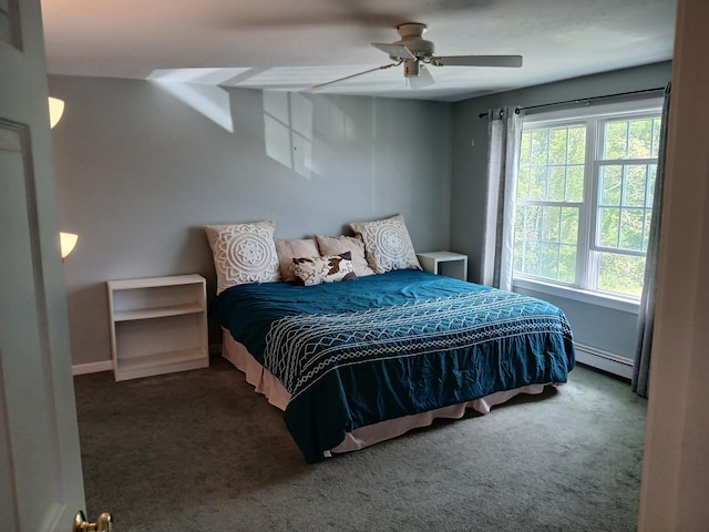 2 Englewood Dr Unit B-6, Harwich, MA 02645 - carpeted bedroom featuring a baseboard radiator and a ceiling fan