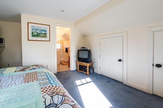 67 Inman Rd Unit X, Dennis Port, MA 02639 - carpeted bedroom with ensuite bathroom and lofted ceiling