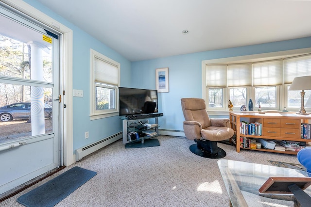 67 Inman Rd Unit X, Dennis Port, MA 02639 - living room with carpet floors and a baseboard heating unit
