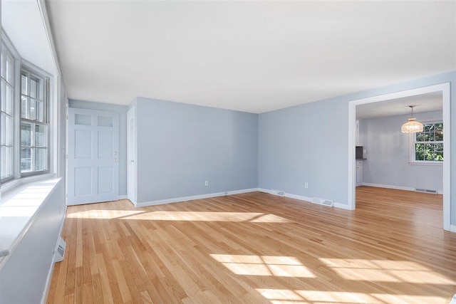 interior space with light hardwood / wood-style floors