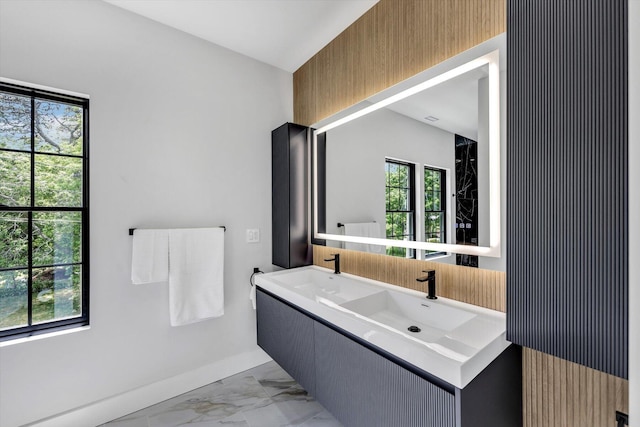 2 Buttercup Ln, South Yarmouth, MA 02664 - full bathroom with marble finish floors and double vanity