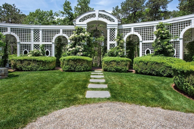 view of community with a lawn