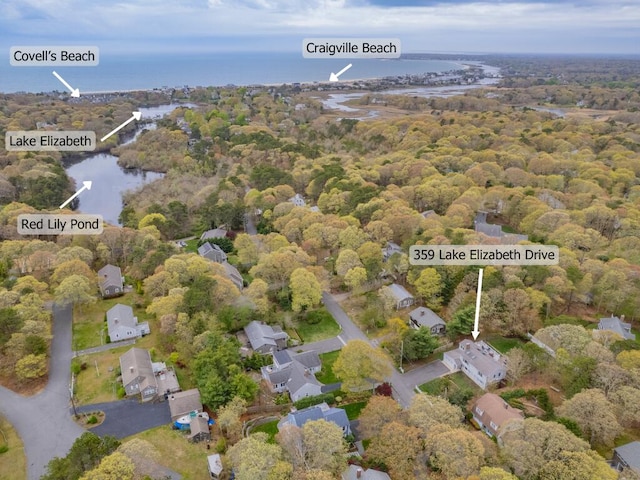 359 Lake Elizabeth Dr, Centerville, MA 02632 - aerial view of property's location with a large body of water and nearby suburban area